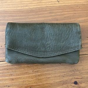 Olive green Anthropologie leather wallet